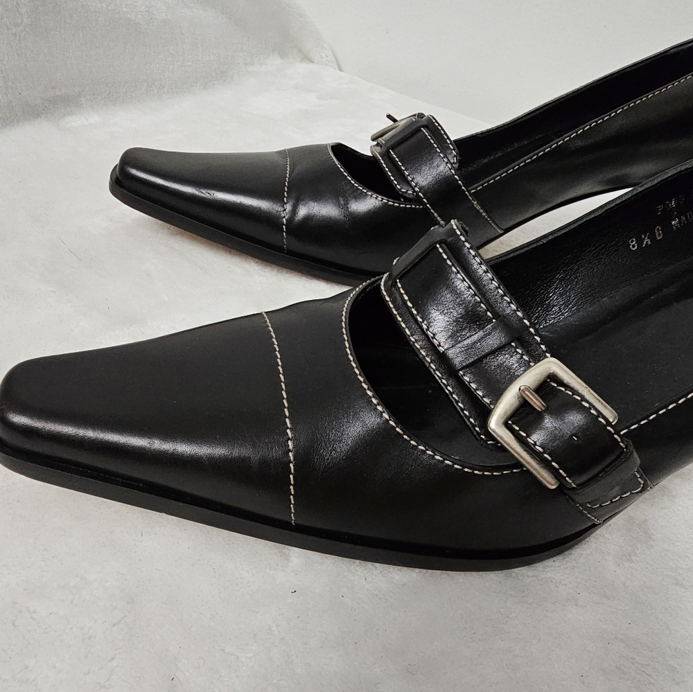 Coach Vintage Style Annabelle Black Leather Buckle Detail Classic Low Heel Pumps - Picture 12 of 15